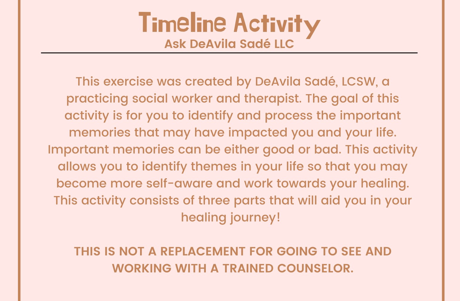 The Timeline Activity -  Digital Therapeutic Activity